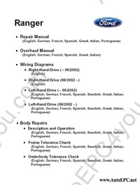 Ford Ranger Service Manual, Repair Manual, Body Repair Manual