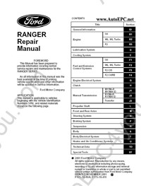 Ford Ranger Service Manual, Repair Manual, Body Repair Manual