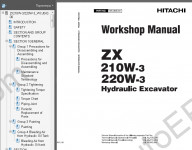 Hitachi Excavator Workshop Service Manual ZX-210W-3/ZX-220W3 (ZAXIS) workshop service manual Hitachi Service Manual ZX-140W-3 (ZAXIS), electrical wiring diagram, hydraulic schematic