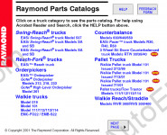 Raymond Forklift Truck Parts Manuals spare parts catalog Raymond reach trucks, orderpickers, walkie trucks, pallet trucks, counterbalance