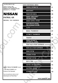 Nissan Patrol GR Y61, service manual, repair manual, workshop manual