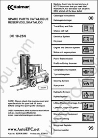 Kalmar Lift Truck electronic spare parts catalogue and technical handbooks Kalmar Forklifts DC 8-16, DC 20-25, DC 28-52N,DC 2.5-8,DC 9-16,DC 18-25N,DCB 28-45,EC 2-8
