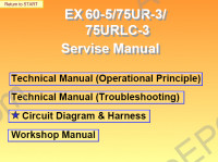 Hitachi EX 60-5/75UR-3/ 75URLC-3 Workshop service manual Hitachi EX 60-5/75UR-3/ 75URLC-3 excavators, electrical wiring diagram, hydraulic diagram