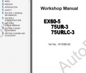Hitachi EX 60-5/75UR-3/ 75URLC-3 Workshop service manual Hitachi EX 60-5/75UR-3/ 75URLC-3 excavators, electrical wiring diagram, hydraulic diagram