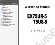 Hitachi EX75UR-5/75US-5 excavator Workshop Service Manual workshop service manual excavators Hitachi EX75UR-5/75US-5, electrical wiring diagram, hydraulic schematic, troubleshooting manual