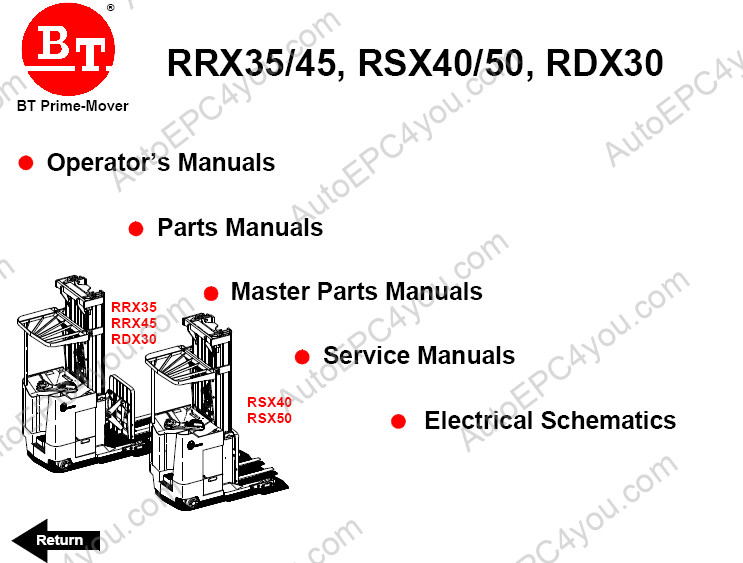 Bt Prime Mover Spare Parts Catalog Workshop Service Manual Operator S Manual Electrical Schematics Bt Forklift Bt Rrx35 45 Rsx40 50 Rdx30