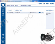 ZF Automotive 2013 spare parts catalog identification for trucks transmission, components and repair sets.