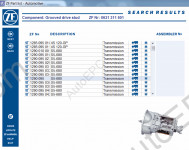 ZF Automotive 2013 spare parts catalog identification for trucks transmission, components and repair sets.