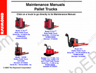 Raymond Maintenance Manual Pallet Trucks Workshop Service Manual for Raymond Pallet Trucks